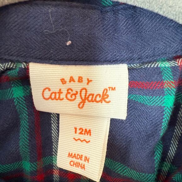 Cat & Jack Baby Boy Plaid Suspenders Holiday Christmas Set Size 12 Months - Picture 9 of 11